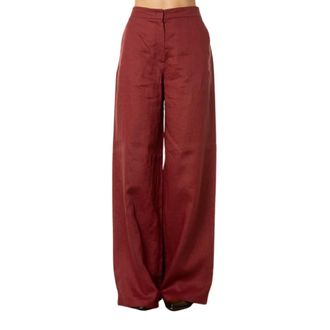 Max Mara Wide Trousers, female, Red, Size: XL Pantalone in lino