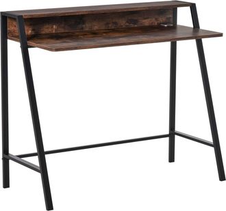 Carter's 100cm Wide Writing Desk Computer Table Home Office PC Laptop Workstation Storage Shelf Color Rustic Brown Metal Frame - CARTER | TJ Hughes
