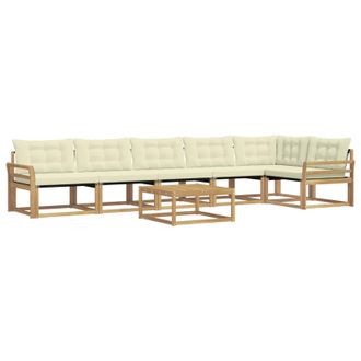 vidaXL Conjunto De Sof&aacute;s De Exterior 7 Pcs Blanco Y Crema Vidaxl