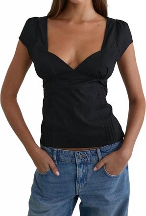Motel Rocks Uliva Cap Sleeve Corset Top In Black