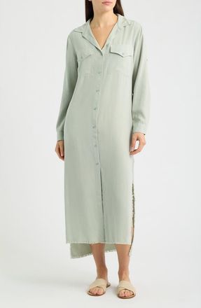 Cloth & Stone Long Sleeve Maxi Shirtdress in Desert Sage at Nordstrom, Size X-Small