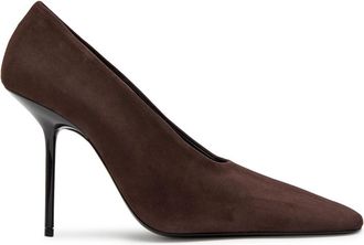 Victoria Beckham 100 Square-toe Suede Pumps - Brown
