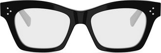 Celine 3 Dots 51mm Cat Eye Optical Glasses in Shiny Black at Nordstrom