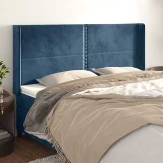 vidaXL Cabecero Con Orejas De Terciopelo Azul Oscuro 203x16x118/128 Cm Vidaxl