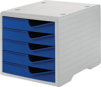 Styro Styro - Coffre De Rangement 5 Tiroirs Polystyr&egrave;ne Gris/bleu H255xl270xp340mm
