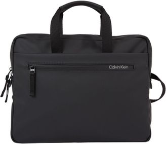 Calvin Klein Rubberized Slim Conv Laptop Bag, Black, One Size