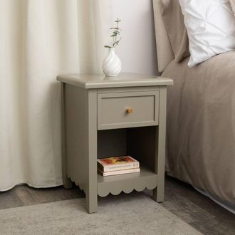 Melody Maison One Drawer Scalloped Bedside Table - Staunton Taupe Range