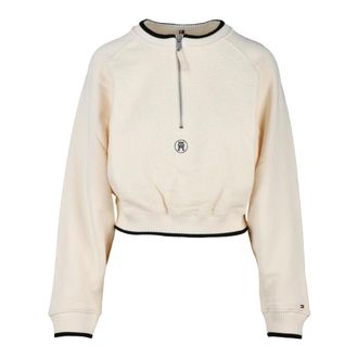 Tommy Hilfiger Truien & Vesten, Dames, Beige, XS, Katoen, Felpa Corta
