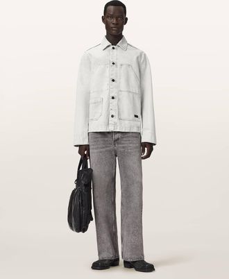 AllSaints Cotton Mukesh Relaxed Fit Denim Shacket, Size: XXL