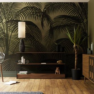 Superfresco Easy Palm Silhouette Sage Print To Order 3m x 2.8m Mural in Green