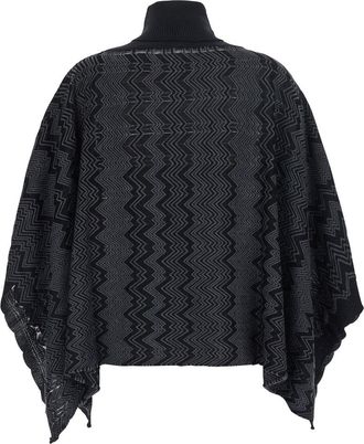 Missoni Womens Poncho Black Wool Blend Viscose Coat