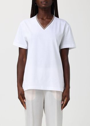 Fabiana Filippi T-shirt a v con intarsi filo diamante Fabiana Filippi