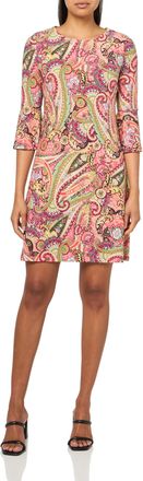 Tommy Hilfiger Womens 3/4 Bell Sleeve High Neck Sheath Mini Dress, Sherbet Multi, 14