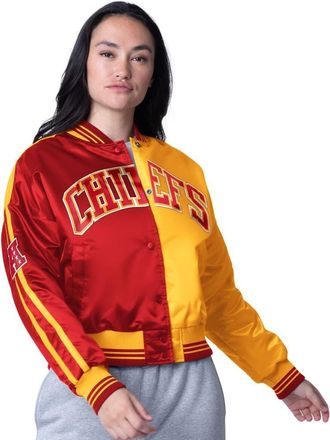 Starter Womens Starter Red/Gold Kansas City Chiefs Zone Blitz Cropped Full-Snap Satin Jacket at Nordstrom, Size Xx-Large