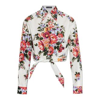 Dolce & Gabbana Flower Bouquet-Print Cotton Shirt - Dames - Blouses & Shirts - Veelkleurig - Maat: M Katoen