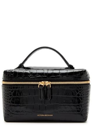 Victoria Beckham Vanity Crocodile-effect Glossed Leather Cross-body bag - Black - One Size