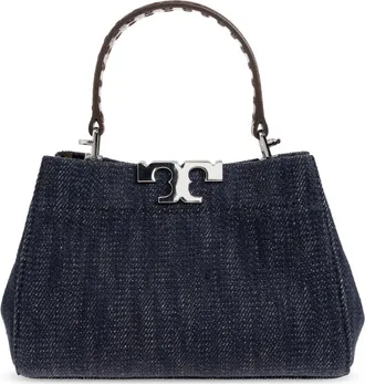 Tory Burch Tassen, Dames, Blauw, ONE Size, Katoen, Eleanor Mini Bag