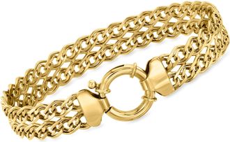Ross-Simons 18kt Gold Over Sterling 2-Row Link Bracelet