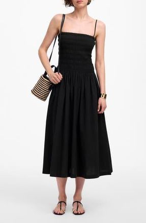 Madewell Smocked Cotton Poplin Maxi Dress in Jet Black at Nordstrom Rack, Size X-Large