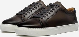 Oliver Sweeney Mens Oliver Sweeney Antiqued Leather Cupsole Trainers - Grey - Size: UK-10 / us-11 / eu-44