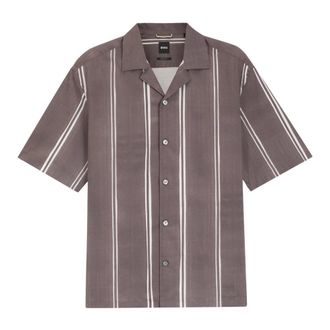 HUGO BOSS C-Lars-Camp-262 Relaxed Fit Shirt - Heren - Korte mouwen Overhemden - Paars - S - Katoen - Overhemden