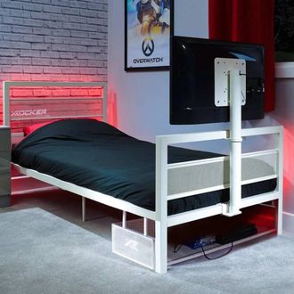 X Rocker Basecamp RGB Gaming TV Bed with App Controlled LED Light in White | Size: Single