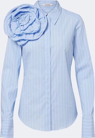 Dorothee Schumacher Striped Power floral-appliqu&eacute; cotton-blend shirt