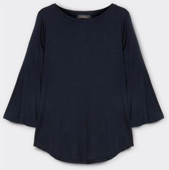 Elena Miro Long Sleeve T-Shirts, female, Blue, M, Stylish Knit Top