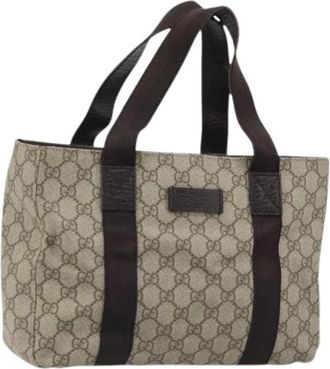 Gucci Pre-owned Tote Bags, female, Beige, Size: ONE SIZE Pre-owned Vintage GG Canvas Hand Bag
