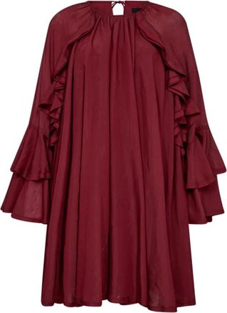 Copenhagen Muse Rode Norma Jurk met Ruches - Dames - Korte kleedjes - Rood - L - Kleedjes