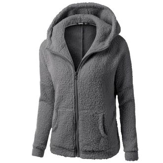 Generic Beige Black White Green Fleece Hoodie Jacket Sherpa Lined Full Zip up Winter Warm Soft Teddy Hooded Sweatshirt Fluffy Jumper Hoody Sweater Coat Overco