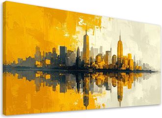 Feeby Cuadro En Lienzo, Edificios Modernos De La Ciudad Amarillo, 120x60