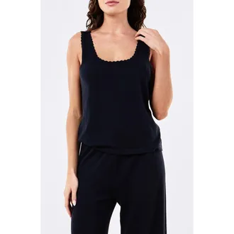 Papinelle Sleepwear Cotton & Cashmere Fine Knit Tank in Deep Navy at Nordstrom, Size Xx-Large