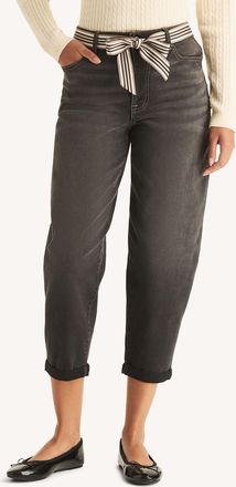 Nautica Womens Belted Barrel-Leg Denim