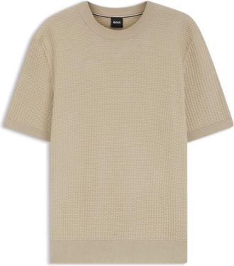 BOSS Knitted-structure sweater in cotton