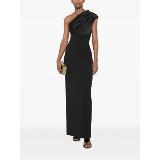 Solace London One-Shoulder Draped Dress - Black