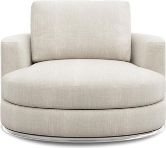 Castlery Hamilton Swivel Armchair 39.4 Customized, Performance Linen Weave, Sand, Spill Resistant, 360&deg; Swivel for Grey