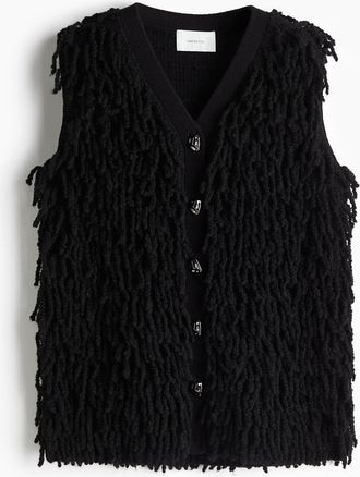 H&M Pullunder aus Wollmix mit Fransen - Schwarz