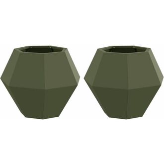 vidaXL Jardinera 2 pcs Verde Oliva 50 x 50 x 40 cm Acero vidaXL