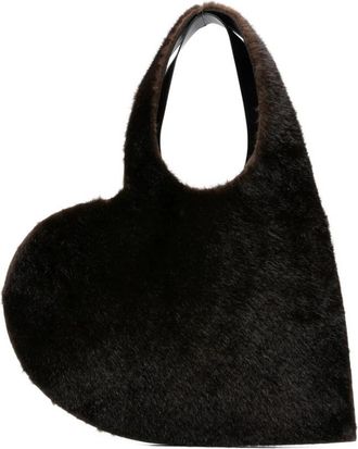 Coperni Bruine Hartvormige Bont Handtas - Dames - Handtassen - Bruin - ONE Size - Leer - Tassen