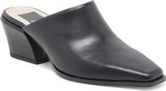 Dolce Vita Leyton Square Toe Mule in Black Leather at Nordstrom, Size 7.5