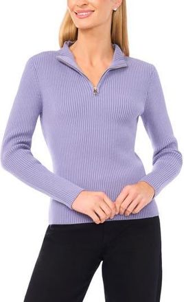 Halogen Rib Quarter Zip Sweater in Stonewash at Nordstrom Rack, Size Xx-Large