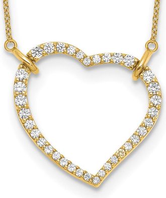 Diamond2Deal 14k Gold Round Cut 0.70 Ct Lab Grown Diamond Open Heart Pendant Necklace 18