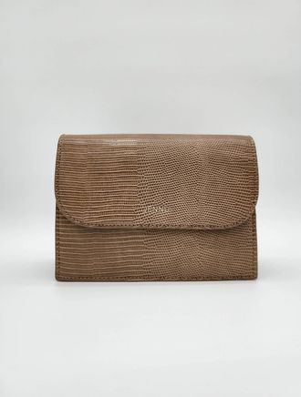 Jen & Co. Womens Crocodile Embossed Crossbody Purse In Taupe