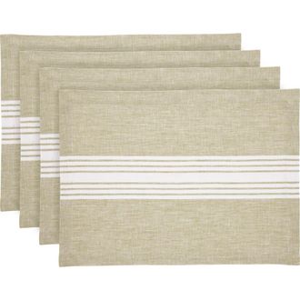 Solino Home Linen Placemats - Farmhouse, 14 x 19 in White And Pale Khaki at Nordstrom, Size Medium