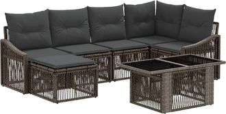 vidaXL Conjunto De Sof&aacute;s De Jard&iacute;n 7 Uds. Gris Y Gris Oscuro Vidaxl