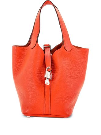 Herm&egrave;s Picotin Lock Bag Clemence PM bucket bag - Arancione