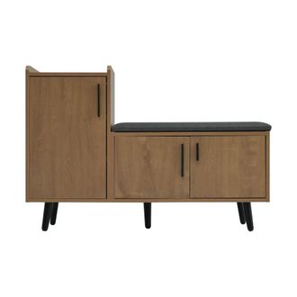 Urban Meuble Banco zapatero efecto madera con 3 puertas y asiento, 100x34x68,5cm