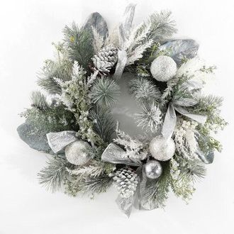 Safavieh Faux 26 Inch Frosted Pine Wreath W/ Ornaments