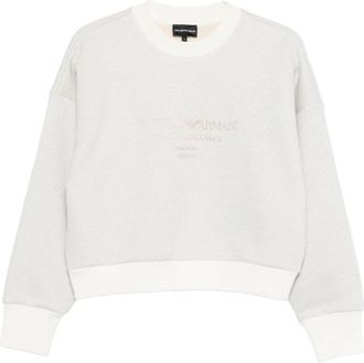 Emporio Armani Lurex Jersey Sweatshirt - Dames - Sweatshirts - Wit - M - Katoen - Hoodies & sweatvesten